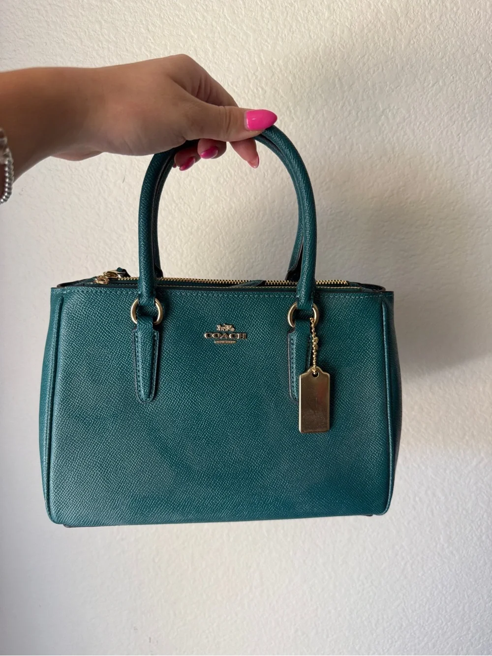 Authentic Coach Mini Surrey Carryall – Viridian Green/Teal